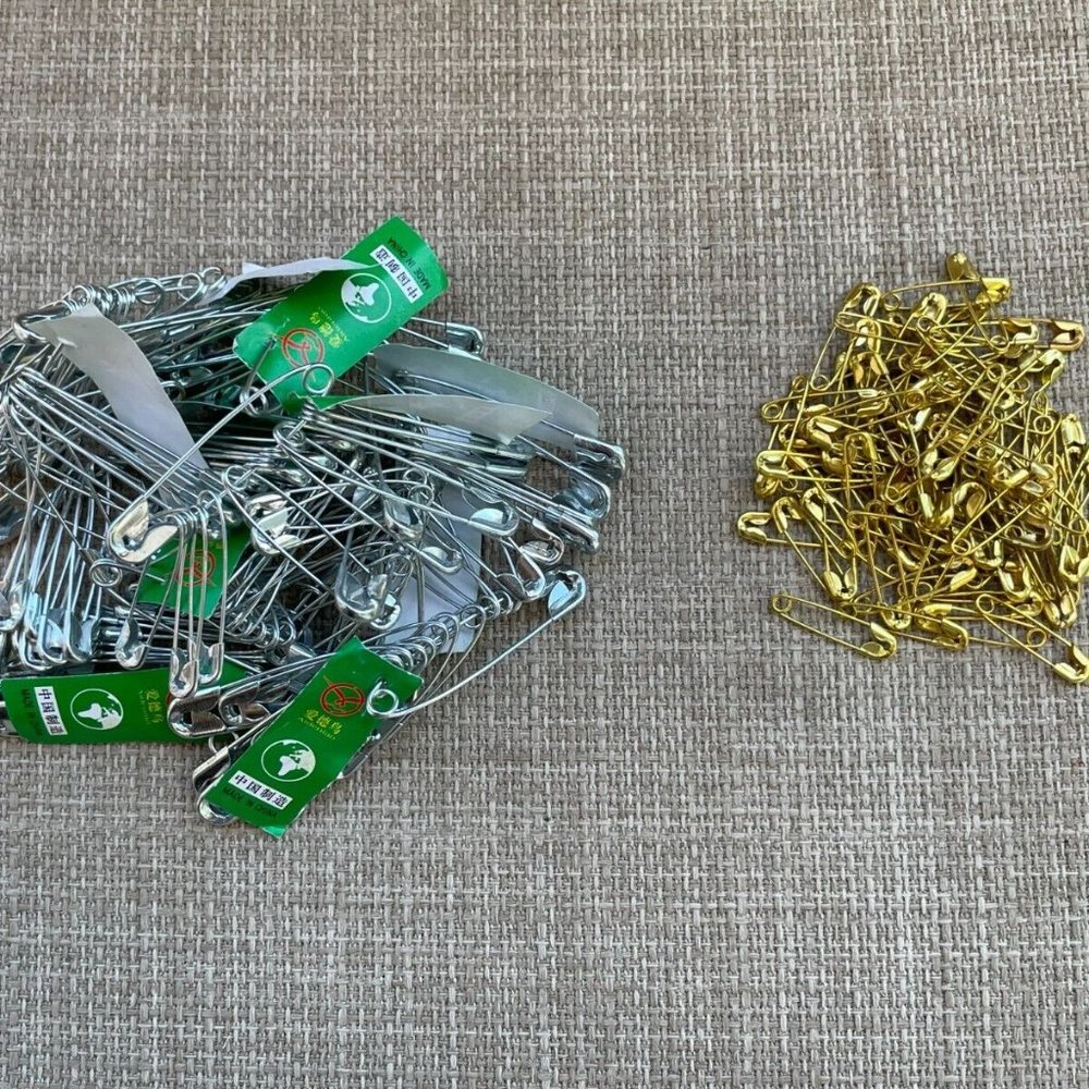 400 Safety Pins Gold Silver Tone Craft Clothes Sewn Tailored Safety Pins Lot 400